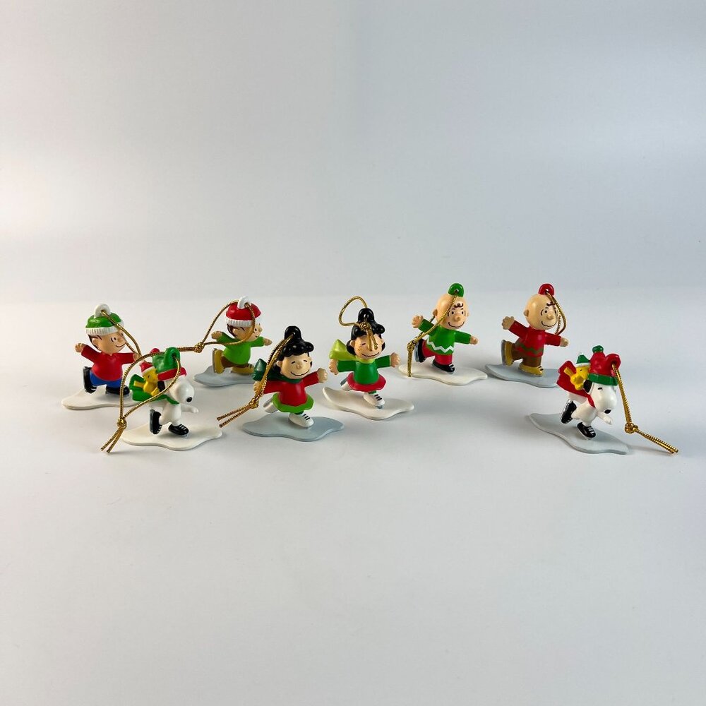 Lot of 8 Vintage Peanuts Snoopy Charlie Brown Lucy Linux Christmas Ornaments Ice